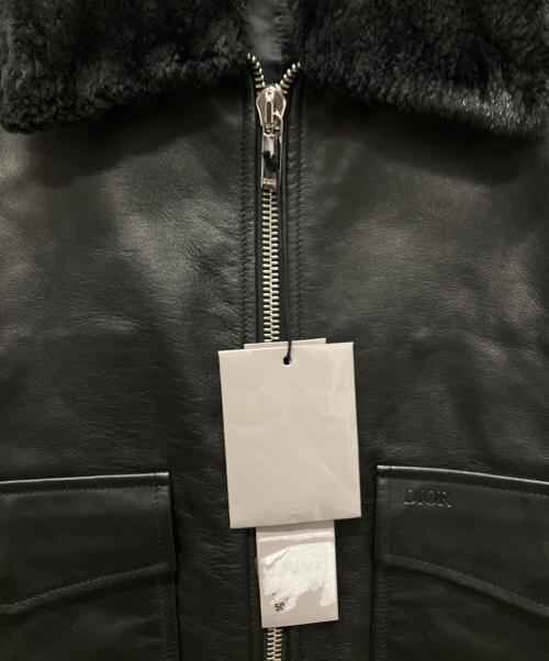 Dior（ディオール）Dior (ディオール) レザーフライトジャケット ブラック サイズ:50の古着・服飾アイテム