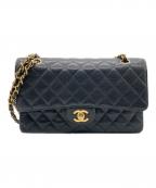 CHANELシャネル）の古着「Wフラップチェーンショルダーバッグ」｜ブラック