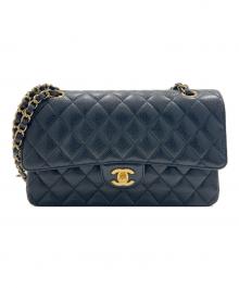 CHANEL（シャネル）の古着「Matelassé 25 Double Flap Chain Shoulder Bag マトラッセ25 Wフラップチェーンショルダーバッグ」｜ブラック