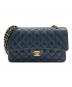 CHANEL（シャネル）の古着「Matelassé 25 Double Flap Chain Shoulder Bag マトラッセ25 Wフラップチェーンショルダーバッグ」｜ブラック