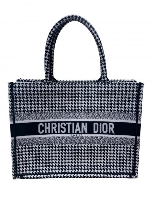 Christian Dior（クリスチャン ディオール）Christian Dior (クリスチャン ディオール) トートバッグ ブラック×ホワイト サイズ:ミディアム/mediumの古着・服飾アイテム