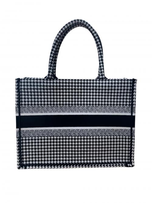 Christian Dior（クリスチャン ディオール）Christian Dior (クリスチャン ディオール) トートバッグ ブラック×ホワイト サイズ:ミディアム/mediumの古着・服飾アイテム