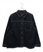 PRADAプラダ）の古着「トライアングルロゴシャツジャケット」｜ブラック