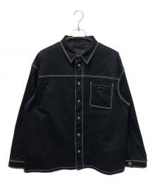 PRADA（プラダ）の古着「トライアングルロゴシャツジャケット」｜ブラック