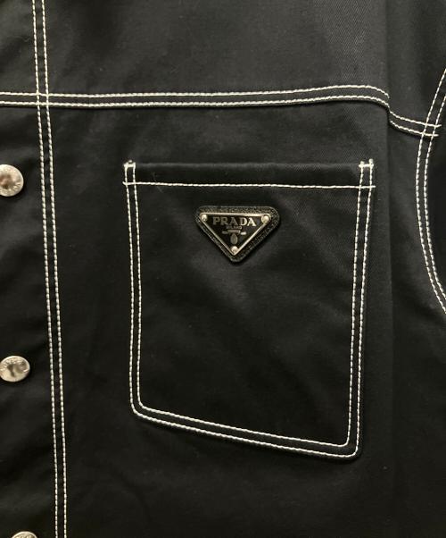 PRADA（プラダ）PRADA (プラダ) トライアングルロゴシャツジャケット ブラック サイズ:XLの古着・服飾アイテム