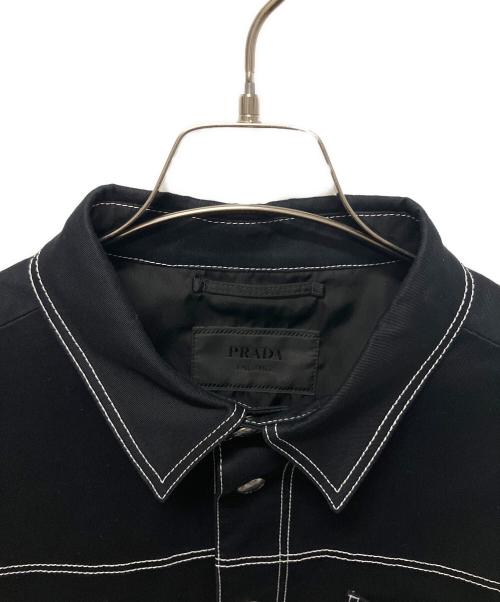 PRADA（プラダ）PRADA (プラダ) トライアングルロゴシャツジャケット ブラック サイズ:XLの古着・服飾アイテム