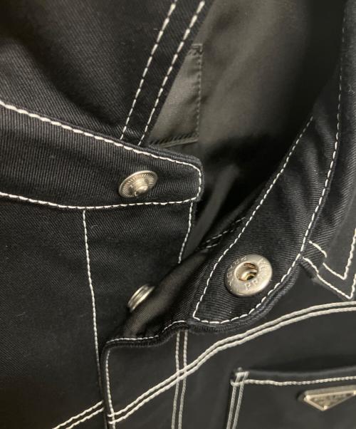 PRADA（プラダ）PRADA (プラダ) トライアングルロゴシャツジャケット ブラック サイズ:XLの古着・服飾アイテム