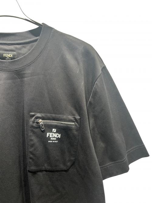 FENDI（フェンディ）FENDI (フェンディ) ロゴポケットTシャツ/FY0936 ブラック サイズ:XLの古着・服飾アイテム