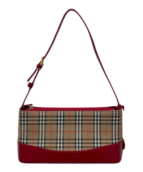 BURBERRY（バーバリー）BURBERRY (バーバリー) シャドウホース ショルダーバッグ レッド×ベージュの古着・服飾アイテム