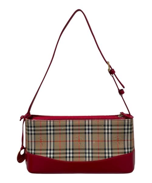 BURBERRY（バーバリー）BURBERRY (バーバリー) シャドウホース ショルダーバッグ レッド×ベージュの古着・服飾アイテム