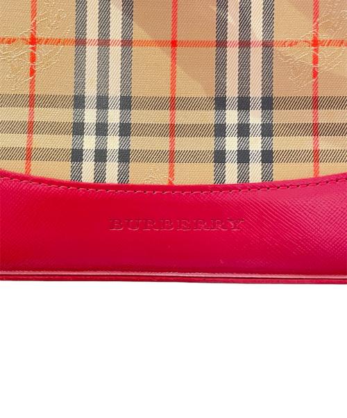 BURBERRY（バーバリー）BURBERRY (バーバリー) シャドウホース ショルダーバッグ レッド×ベージュの古着・服飾アイテム