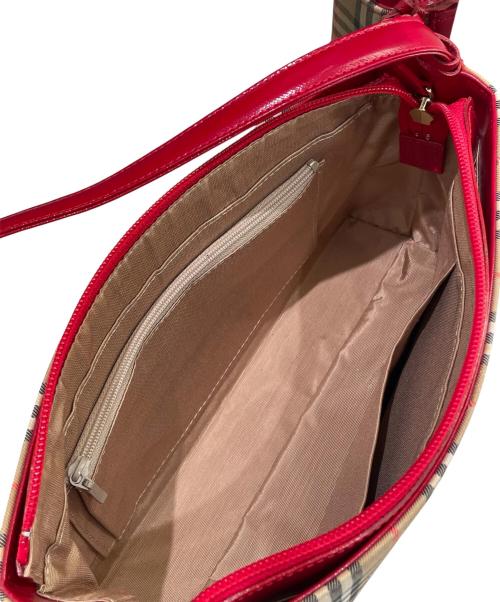 BURBERRY（バーバリー）BURBERRY (バーバリー) シャドウホース ショルダーバッグ レッド×ベージュの古着・服飾アイテム