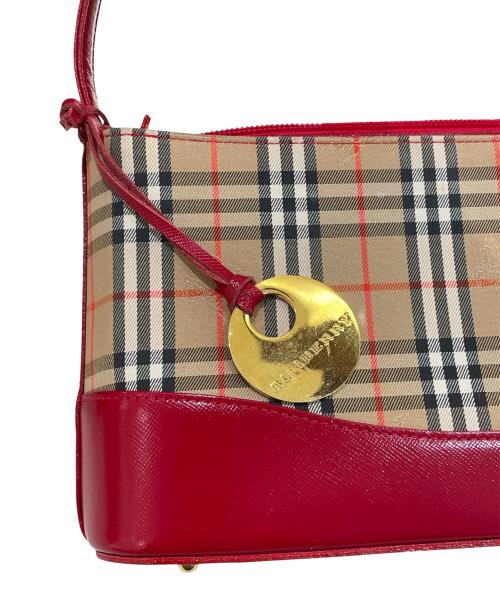 BURBERRY（バーバリー）BURBERRY (バーバリー) シャドウホース ショルダーバッグ レッド×ベージュの古着・服飾アイテム
