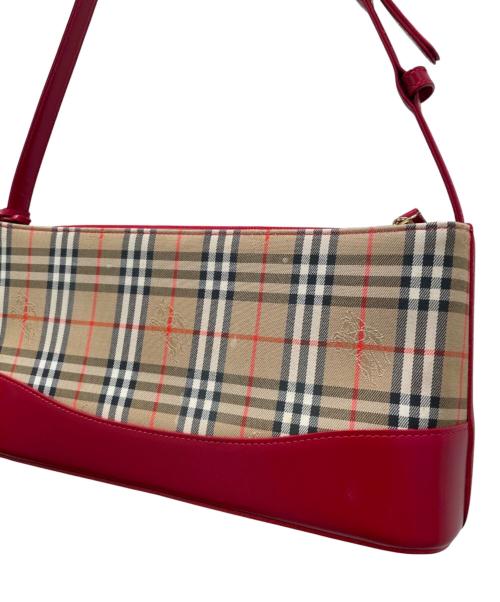 BURBERRY（バーバリー）BURBERRY (バーバリー) シャドウホース ショルダーバッグ レッド×ベージュの古着・服飾アイテム
