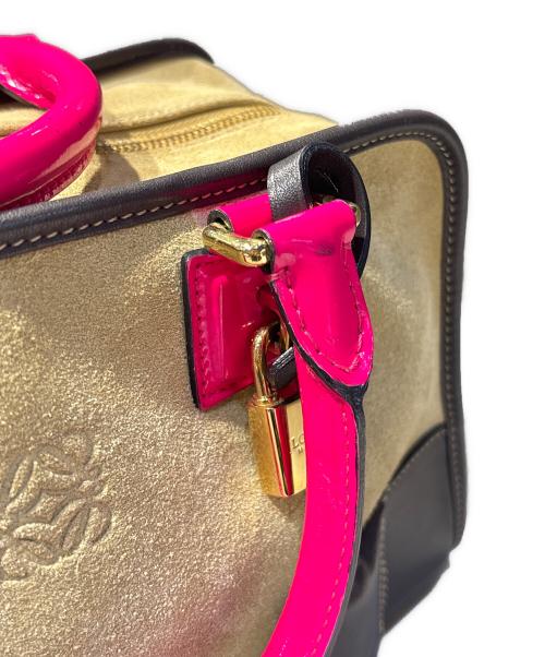 LOEWE（ロエベ）LOEWE (ロエベ) スウェードボストンバッグ ベージュ×ピンクの古着・服飾アイテム