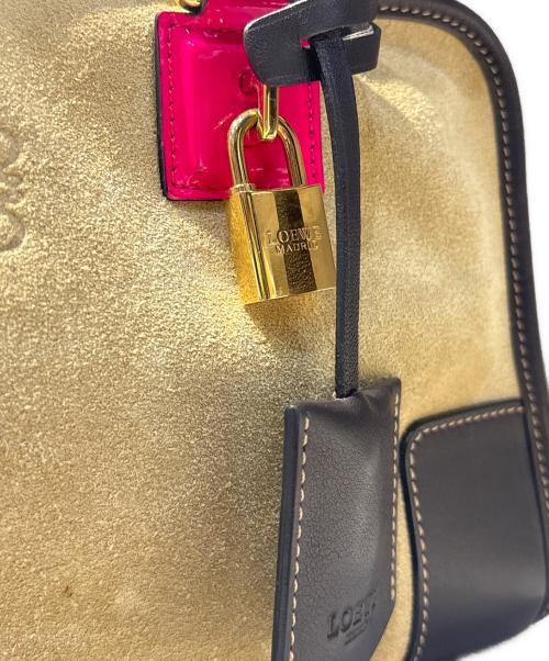 LOEWE（ロエベ）LOEWE (ロエベ) スウェードボストンバッグ ベージュ×ピンクの古着・服飾アイテム