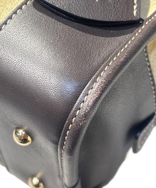 LOEWE（ロエベ）LOEWE (ロエベ) スウェードボストンバッグ ベージュ×ピンクの古着・服飾アイテム