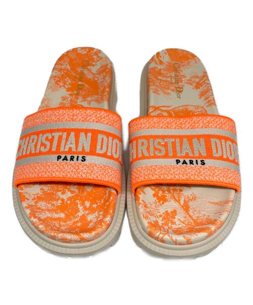 Christian Dior（クリスチャン ディオール）Christian Dior (クリスチャン ディオール) Dway ファブリック サンダル オレンジ サイズ:38 1/2の古着・服飾アイテム