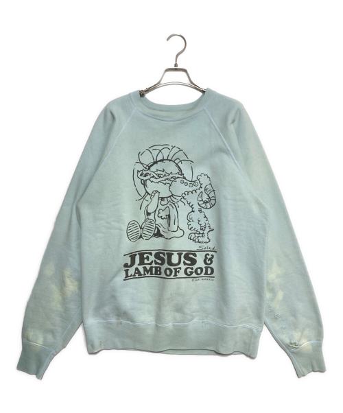 SAINT MICHAEL（セントマイケル）SAINT MICHAEL (セントマイケル) JESUS CREW NECK SWEAT ブルー サイズ:Lの古着・服飾アイテム