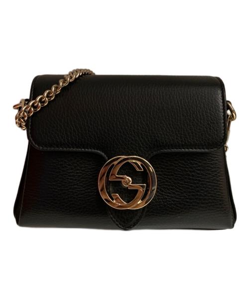 GUCCI（グッチ）GUCCI (グッチ) インターロッキング2WAYショルダーバッグ ブラックの古着・服飾アイテム