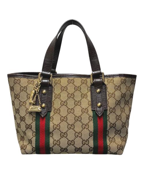 GUCCI（グッチ）GUCCI (グッチ) ハンドバッグ ベージュ×ブラウン サイズ:-の古着・服飾アイテム