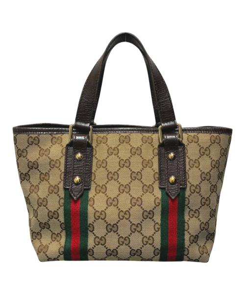 GUCCI（グッチ）GUCCI (グッチ) ハンドバッグ ベージュ×ブラウン サイズ:-の古着・服飾アイテム
