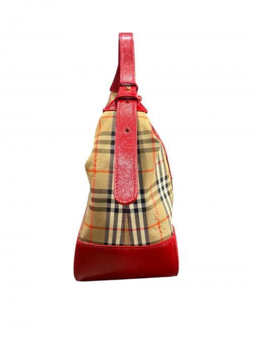 Burberry's（バーバリー）Burberry's (バーバリー) ワンショルダーバッグ ベージュ×レッド サイズ:-の古着・服飾アイテム