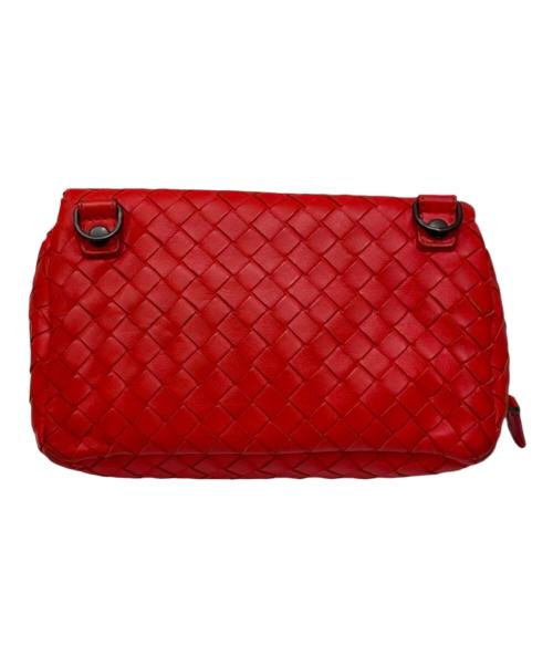 BOTTEGA VENETA（ボッテガベネタ）BOTTEGA VENETA (ボッテガベネタ) イントレチャートショルダーバッグ レッドの古着・服飾アイテム