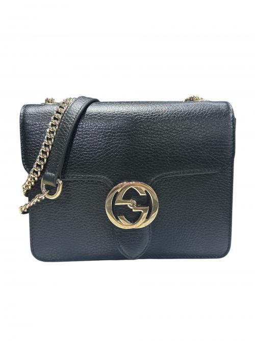GUCCI（グッチ）GUCCI (グッチ) インターロッキングショルダーバッグ ブラック サイズ:-の古着・服飾アイテム