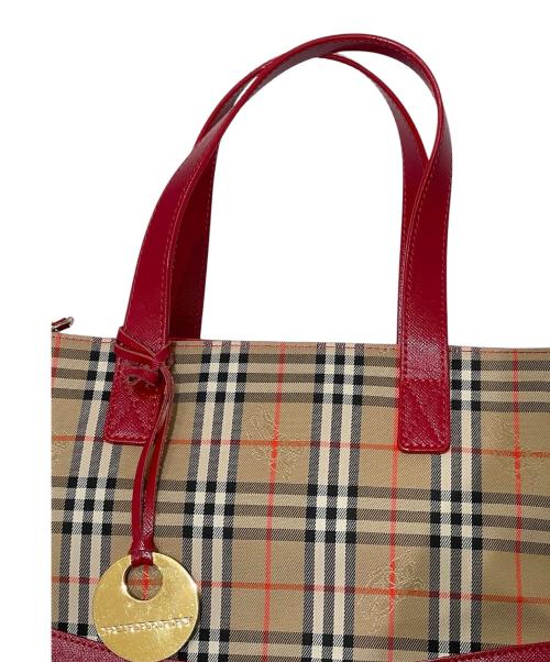 BURBERRY（バーバリー）BURBERRY (バーバリー) シャドウホース ハンドバッグ レッドの古着・服飾アイテム