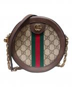 GUCCIグッチ）の古着「OPHIDIA/オフィディア シェリーラインチェーンサークルショルダーバッグ」｜ブラウン