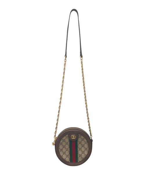 GUCCI（グッチ）GUCCI (グッチ) OPHIDIA/オフィディア シェリーラインチェーンサークルショルダーバッグ ブラウンの古着・服飾アイテム