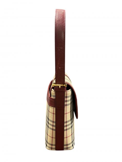 BURBERRY（バーバリー）BURBERRY (バーバリー) ワンショルダーバッグ ベージュ×ボルドー サイズ:-の古着・服飾アイテム