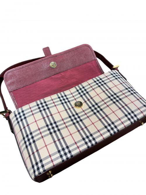 BURBERRY（バーバリー）BURBERRY (バーバリー) ワンショルダーバッグ ベージュ×ボルドー サイズ:-の古着・服飾アイテム