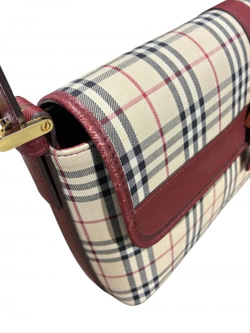 BURBERRY（バーバリー）BURBERRY (バーバリー) ワンショルダーバッグ ベージュ×ボルドー サイズ:-の古着・服飾アイテム
