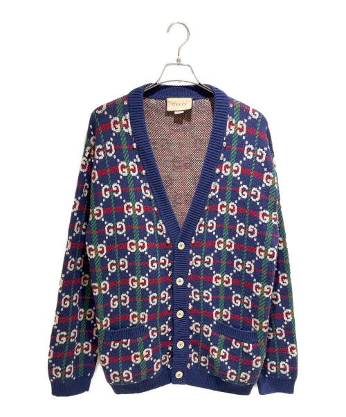 GUCCI（グッチ）GUCCI (グッチ) GG Studs Cardigan/GGスタッズカーディガン/716334 XKCOZ ネイビー サイズ:Mの古着・服飾アイテム