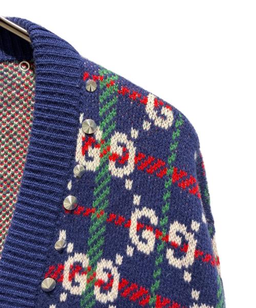GUCCI（グッチ）GUCCI (グッチ) GG Studs Cardigan/GGスタッズカーディガン/716334 XKCOZ ネイビー サイズ:Mの古着・服飾アイテム