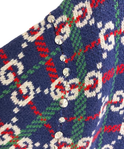 GUCCI（グッチ）GUCCI (グッチ) GG Studs Cardigan/GGスタッズカーディガン/716334 XKCOZ ネイビー サイズ:Mの古着・服飾アイテム