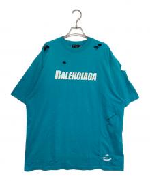 BALENCIAGA（バレンシアガ）の古着「デストロイ加工ロゴTシャツ」｜スカイブルー