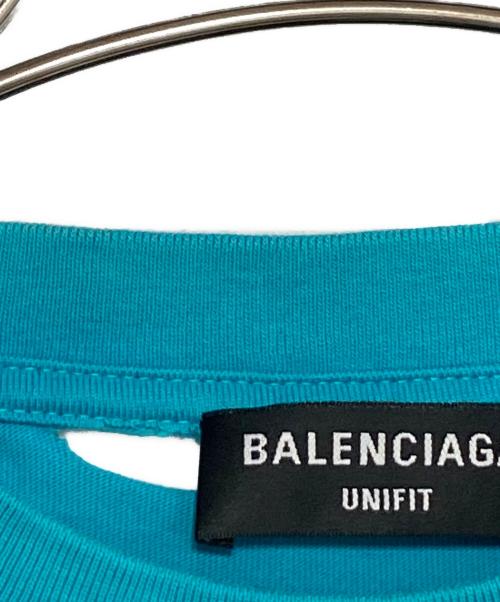 BALENCIAGA（バレンシアガ）BALENCIAGA (バレンシアガ) デストロイ加工ロゴTシャツ スカイブルー サイズ:XSの古着・服飾アイテム