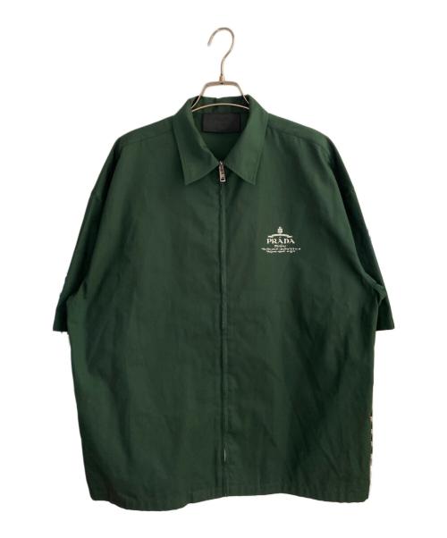 PRADA（プラダ）PRADA (プラダ) 半袖ジップシャツ グリーン サイズ:Mの古着・服飾アイテム