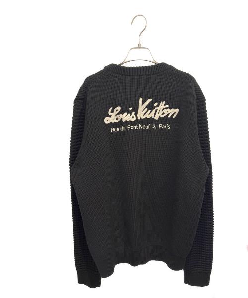 LOUIS VUITTON（ルイ ヴィトン）LOUIS VUITTON (ルイ ヴィトン) ミックスステッチ クルーネック バックエンブロイダリーニット セーター ブラック サイズ:Lの古着・服飾アイテム