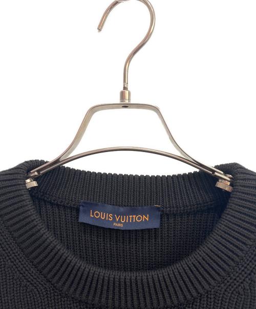 LOUIS VUITTON（ルイ ヴィトン）LOUIS VUITTON (ルイ ヴィトン) ミックスステッチ クルーネック バックエンブロイダリーニット セーター ブラック サイズ:Lの古着・服飾アイテム