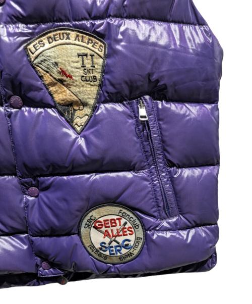 MONCLER（モンクレール）MONCLER (モンクレール) チベットスペシャルワッペン ダウンベスト/ダウン/ベスト/パッチ/ワッペン/ダメージ加工 パープル サイズ:3の古着・服飾アイテム