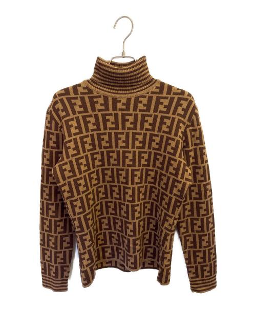 FENDI（フェンディ）FENDI (フェンディ) ズッカタートルネックニット ブラウン サイズ:50の古着・服飾アイテム