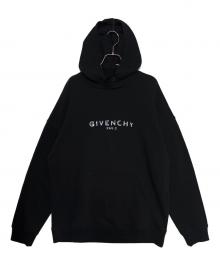 GIVENCHY（ジバンシィ）の古着「クラックロゴ プリント プルオーバー スウェットパーカー」｜ブラック