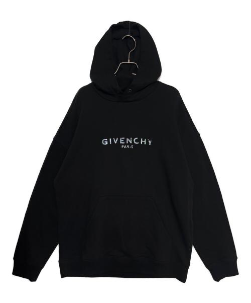 GIVENCHY（ジバンシィ）GIVENCHY (ジバンシィ) クラックロゴ プリント プルオーバー スウェットパーカー ブラック サイズ:Lの古着・服飾アイテム