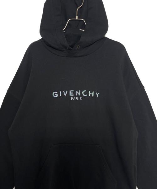 GIVENCHY（ジバンシィ）GIVENCHY (ジバンシィ) クラックロゴ プリント プルオーバー スウェットパーカー ブラック サイズ:Lの古着・服飾アイテム