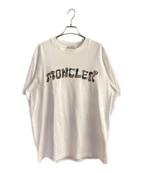 MONCLER（モンクレール）MONCLER (モンクレール) ロゴ刺しゅう入り クルーネック半袖Tシャツ ホワイト サイズ:Mの古着・服飾アイテム