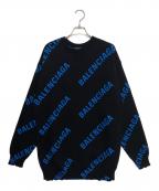 BALENCIAGAバレンシアガ）の古着「オールオーバー ロゴ クルーネック ニット」｜ブラック